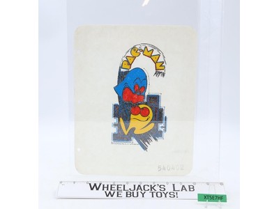 Pac-Man w/ Ghost Screenprint Sample Transfer 1980s Bally Midway Mfg Co. Vtg