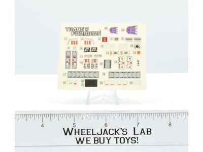 Barrage Decal Sticker Sheet G1 Transformers 1985 Vintage Action Figure