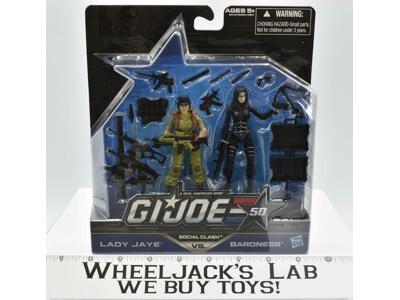 Lady Jaye vs Baroness G.I. Joe 50th Anniversary 2014 Hasbro NEW MOSC SEALED