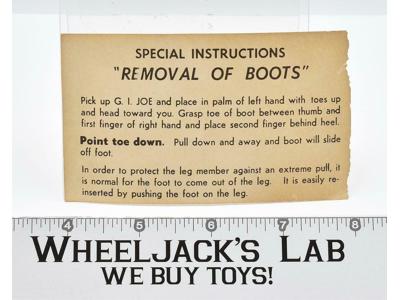 GI Joe Removal Of Boots Instructions Hasbro 1964 ARAH Action Figure Vintage