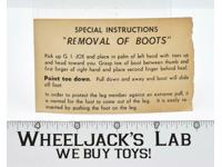 GI Joe Removal Of Boots Instructions Hasbro 1964 ARAH Action Figure Vintage
