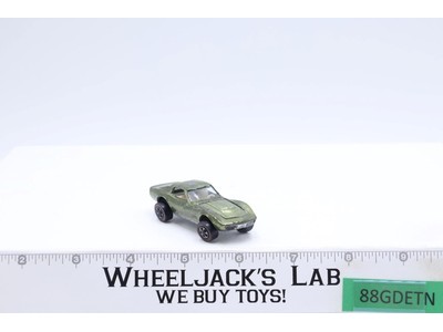 Custom Corvette Olive Green 1968 Mattel Redline Hot Wheels Vintage RL