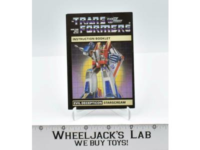 Starscream Action Figure Instruction Manual Booklet 1985 Hasbro G1 Transformers