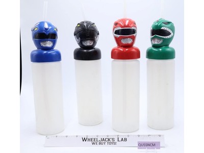 Lot of 4 Power Rangers Water Bottles 1994 Bandai Action Figures