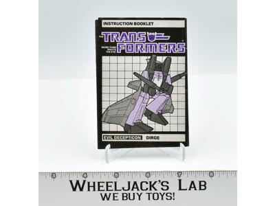 Dirge Action Figure Instruction Manual Booklet 1985 Hasbro G1 Transformers