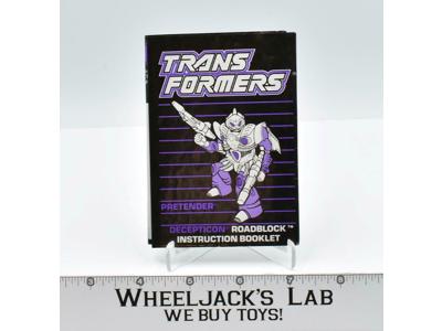 Roadblock Action Figure Vintage Instruction Manual Booklet 1988 G1 Transformers