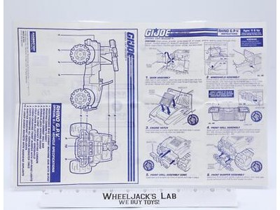 Rhino G.P.V. 1993 ORIGINAL Instructions/ Blueprints G.I. Joe Hasbro Vehicle