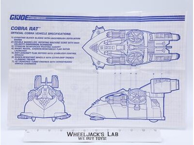 Cobra Rat 1991 ORIGINAL Instructions/ Blueprints G.I. Joe Hasbro Action Figure