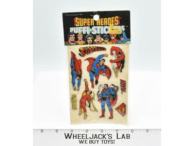 Superman The Flash Shazam Super Heroes Puffi Stickers 1979 DC Comics