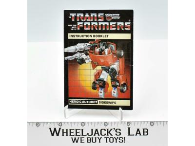 Sideswipe Action Figure Instructions Manual Booklet Sheet 1985 G1 Transformers