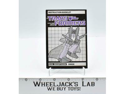 Dirge Action Figure Instruction Manual Booklet 1985 Hasbro G1 Transformers