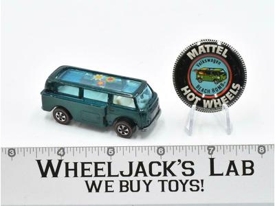 Volkswagen Beach Bomb Aqua With Button 1969 Redline Hot Wheels Mattel Vintage RL