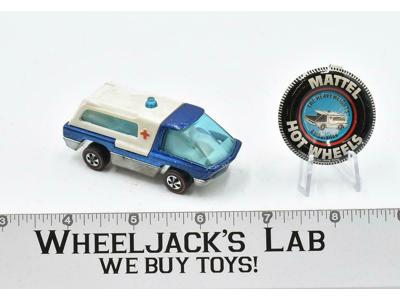 The Heavyweights Ambulance Blue W/ Button 1970 Redline Hot Wheels Mattel Vintage