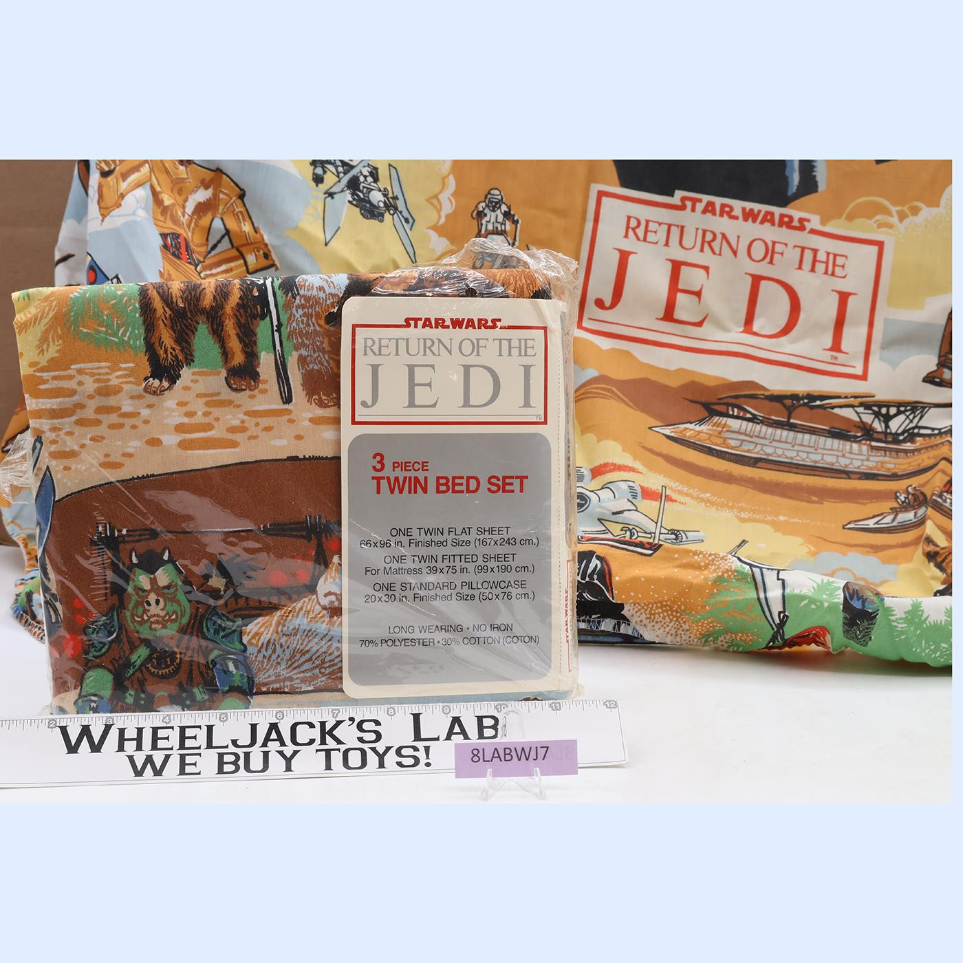 Star Wars ROTJ 3Pc Twin Bed Set 1983 Bibb Fitted & Top Sheet + 1 Pillowcase