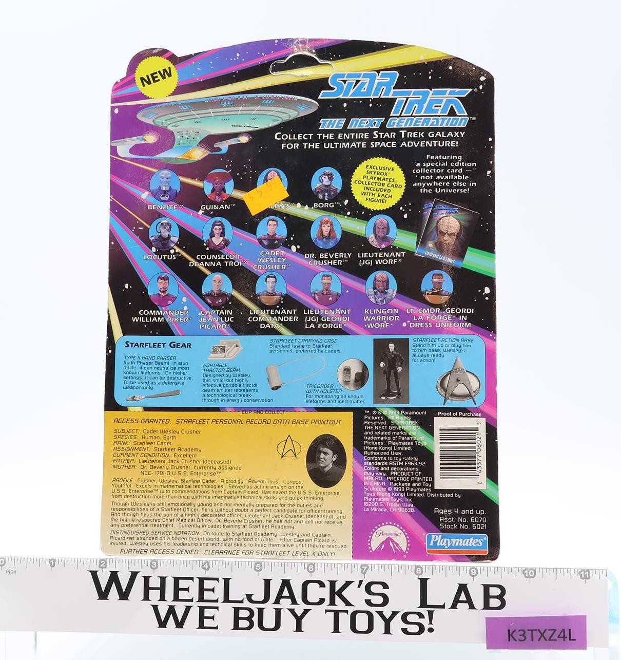 Cadet Wesley Crusher Star Trek The Next Generation Playmates 1993 NEW MOSC