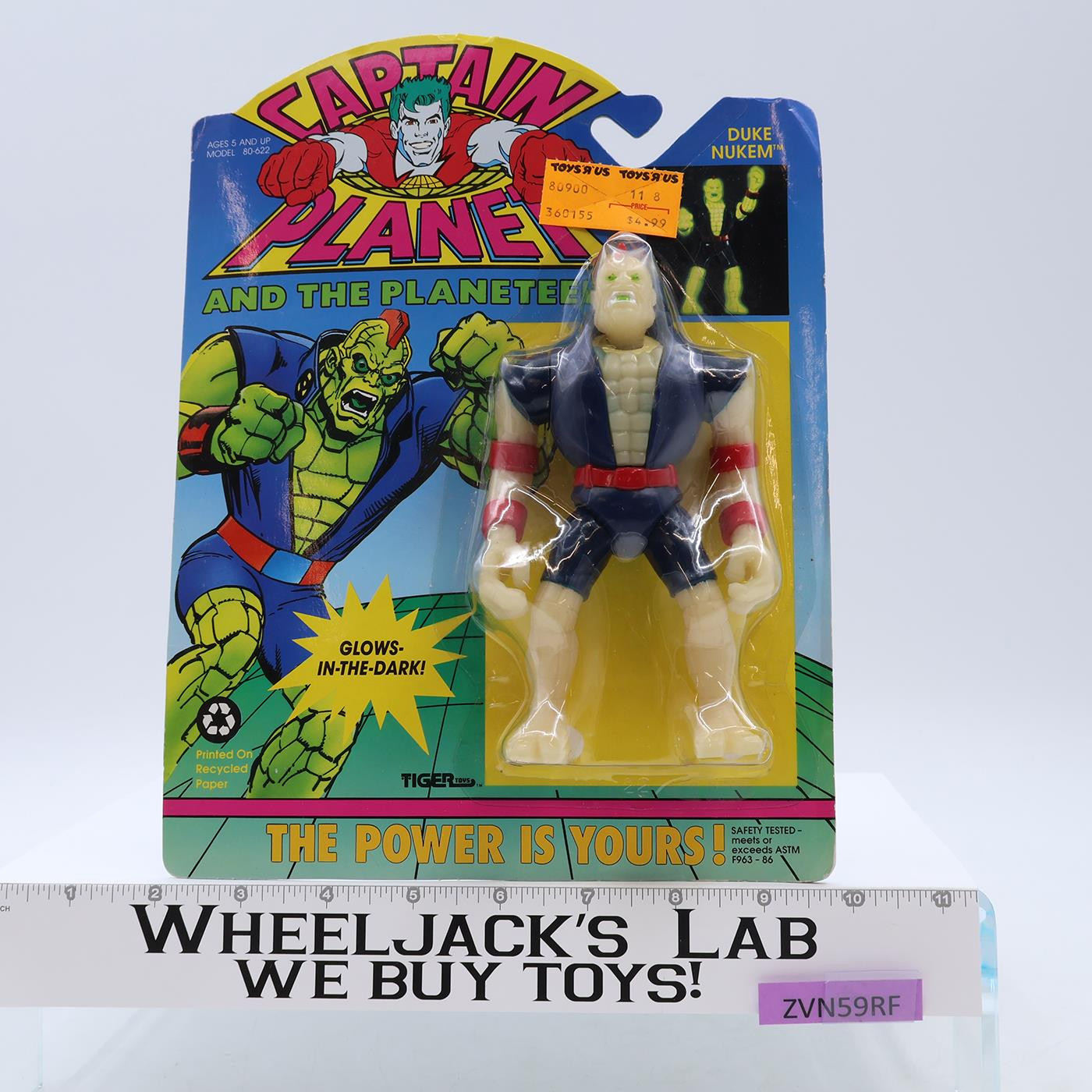 Duke Nukem Glows In The Dark Captain Planet 1991 Tiger Toys Vintage MOSC