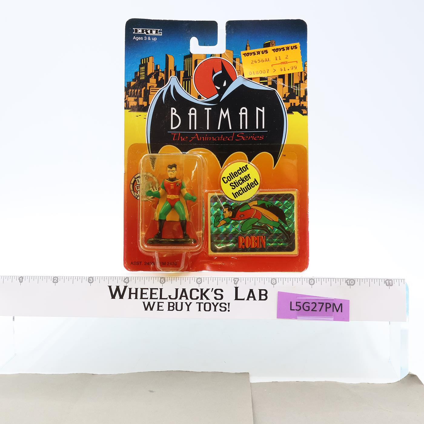 Batcycle W/Sticker Batman The Animated Series ERTL 1993 Batman Die Cast MOSC