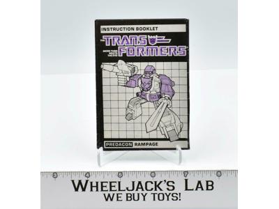 Rampage Action Figure Vintage Instruction Manual 1986 Hasbro G1 Transformers