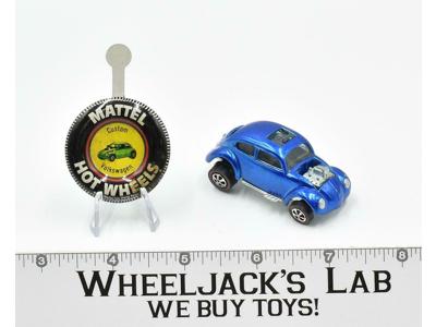 Custom Volkswagen Blue With Button 1968 Redline Hot Wheels Mattel Vintage RL