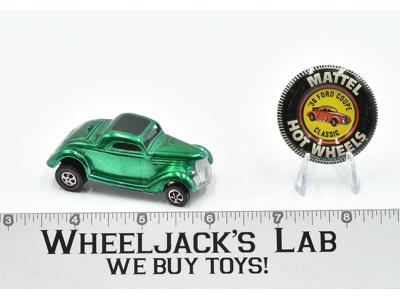 Classic 36 Ford Coupe Green With Button Hot Wheels 1968 Redline Vintage Mattel