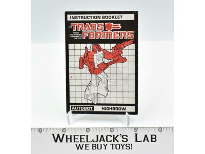 Highbrow Action Figure Vintage Instruction Manual Booklet 1986 G1 Transformers