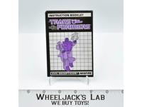Misfire Action Figure Instruction Manual 1987 Hasbro G1 Transformers Vintage
