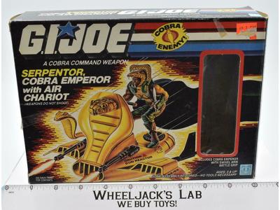 Serpentor Cobra Emperor With Air Chariot &amp; Box GI Joe 1986 Hasbro Action Figure