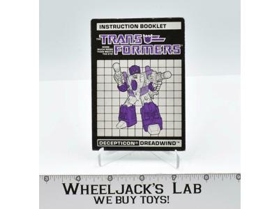 Dreadwind Action Figure Instruction Manual Booklet 1987 Hasbro G1 Transformers