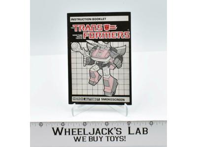 Smokescreen Action Figure Instruction Manual 1985 Vintage Hasbro G1 Transformers