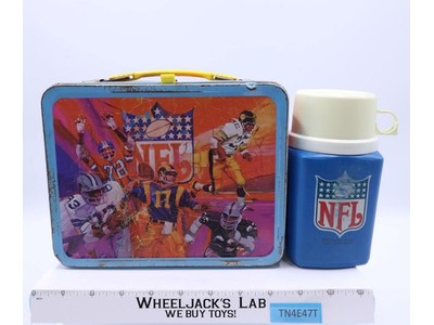 NFL National Conference American Conference Metal Lunch Box 1978 W/THERMOS
