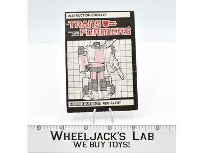 Red Alert Instructions Manual Booklet 1985 Hasbro G1 Transformers Vintage Figure