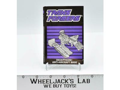 Anti-Aircraft Base Instructions Manual Booklet 1989 Hasbro G1 Transformers