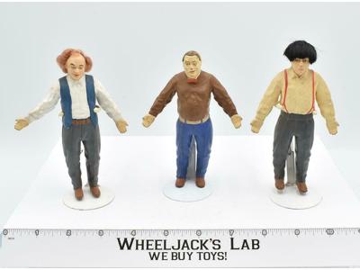 The 3 Stooges The Bendables 1996 Henry Gordy Toys 6" Figures W/Stands