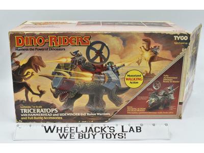 Triceratops W/Hammerhead &amp; Sidewinder 100% Complete 1987 Dino Riders Tyco Toys