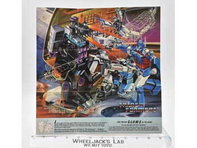 Metroplex Insert Poster Glow In The Dark 1986 G1 Transformers Vintage