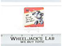 Jazz Transformers Action Trading Card Motto Sticker 1985 G1 Vintage