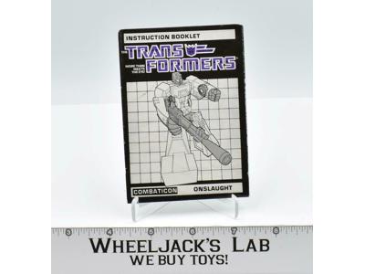 Onslaught Action Figure Vintage Instruction Manual Booklet 1986 G1 Transformers