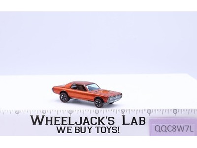 Custom Cougar Orange Hot Wheels 1967 1968 Mattel Redline Spring base plate Vtg