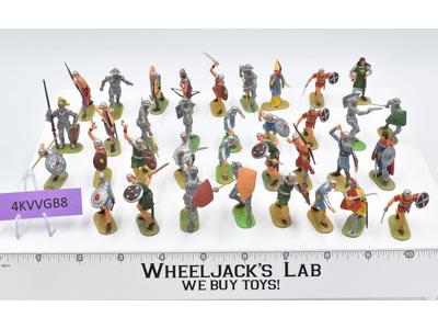 Lot of 35 Elastolin Figurines Medieval Knights Princess Soldiers 1.75in Figures