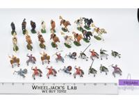 Lot of 34 Elastolin Figurines Medieval Knights Horses Soldiers 1.75in Figures