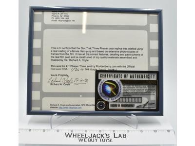 Star Trek Three Phaser Certificate of Authenticity Richard A. Coyle Roddenberry