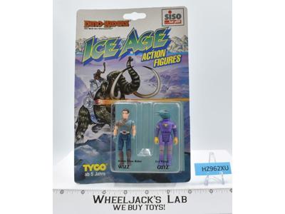 Wizz &amp; Gutz Ice Age Dino Riders German Siso 1989 Tyco NEW MOSC SEALED