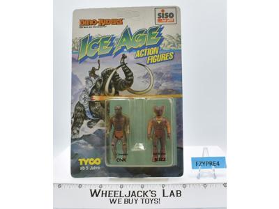 Onk &amp; Buzz Ice Age Dino Riders German Siso 1989 Tyco NEW MOSC SEALED