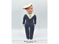 Unknown Sailor Boy Doll 13" Figure Blue Outfit Painted Face