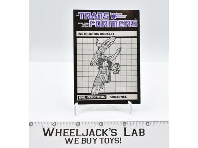 Shrapnel Action Figure Instruction Booklet Manual 1985 Vintage G1 Transformers