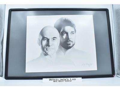 Jean Luc-Picard and William Riker Black and White Poster 1992