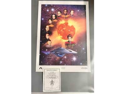 Cast of Voyager Star Trek Dru Blair Lithograph AUTOGRAPHED 27x37 Poster 601/1701