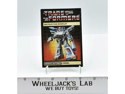 Prowl Action Figure Vintage Instruction Manual 1984 Hasbro G1 Transformers