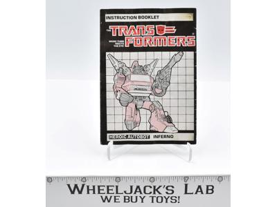 Inferno Action Figure Vintage Instruction Manual 1985 Hasbro G1 Transformers