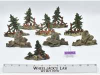 Lot of 9 Forest Trees &amp; Rocks for Native American Indian Sets 1970's Elastolin
